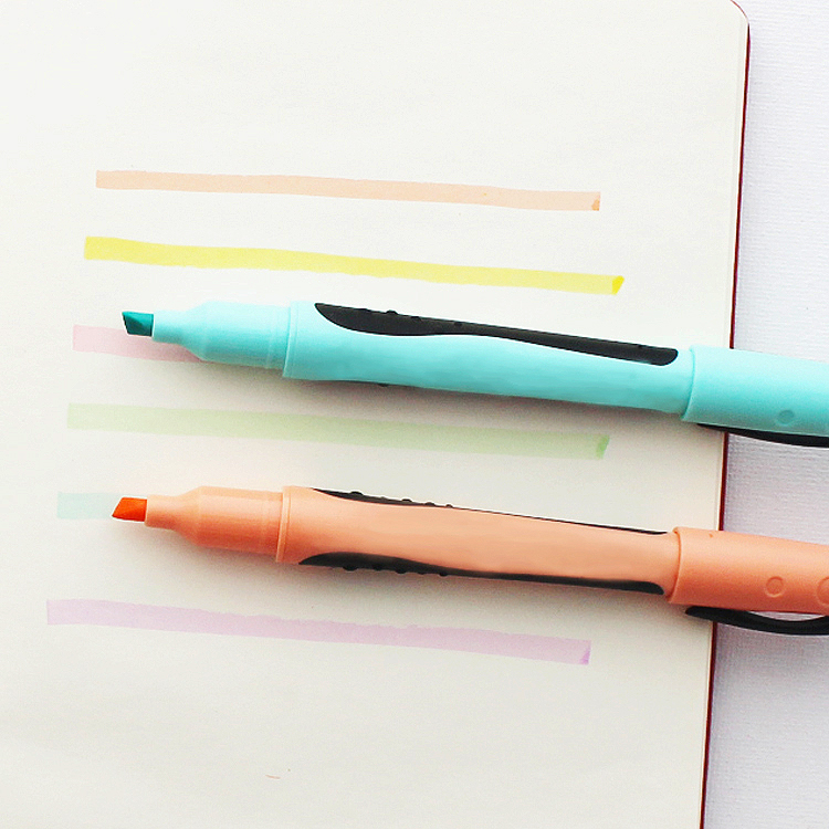 wholesale OEM logo highlighter marker oblique pastel color highlighter pen