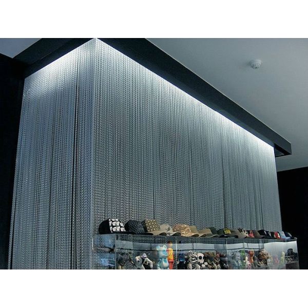 Anodized Aluminum Chain Curtain , Metal Chain Link Curtains For Hair Salon Screen