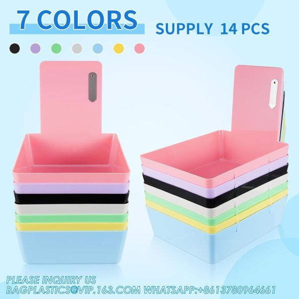 Dental Working Lab Pan, Dental Lab Work Case, Medium Plastic Pans With Stainless Steel Clip For Holding Job Cards