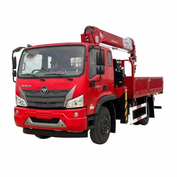 FOTON 4x2 Truck Mounted Hydraulic Crane Truck 4 Sections 6.3tons Telescopic Boom Crane