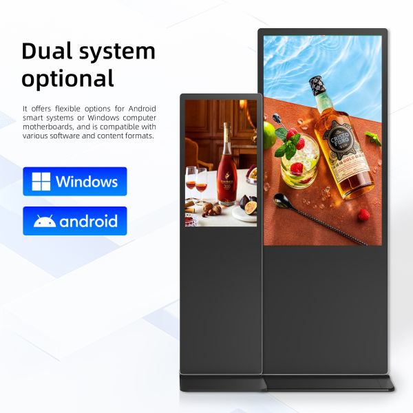 55 Inch Floor Standing LCD Digital Signage Display Interactive Touch Screen Infrared Android 11