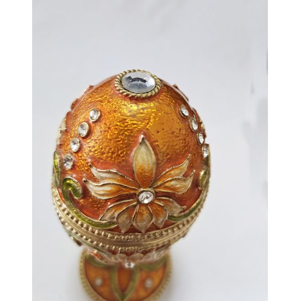Hand Painted Enameled Faberge Egg Style Decorative Hinged Jewelry Trinket Box Unique Gift Home Decor Jewelry Box