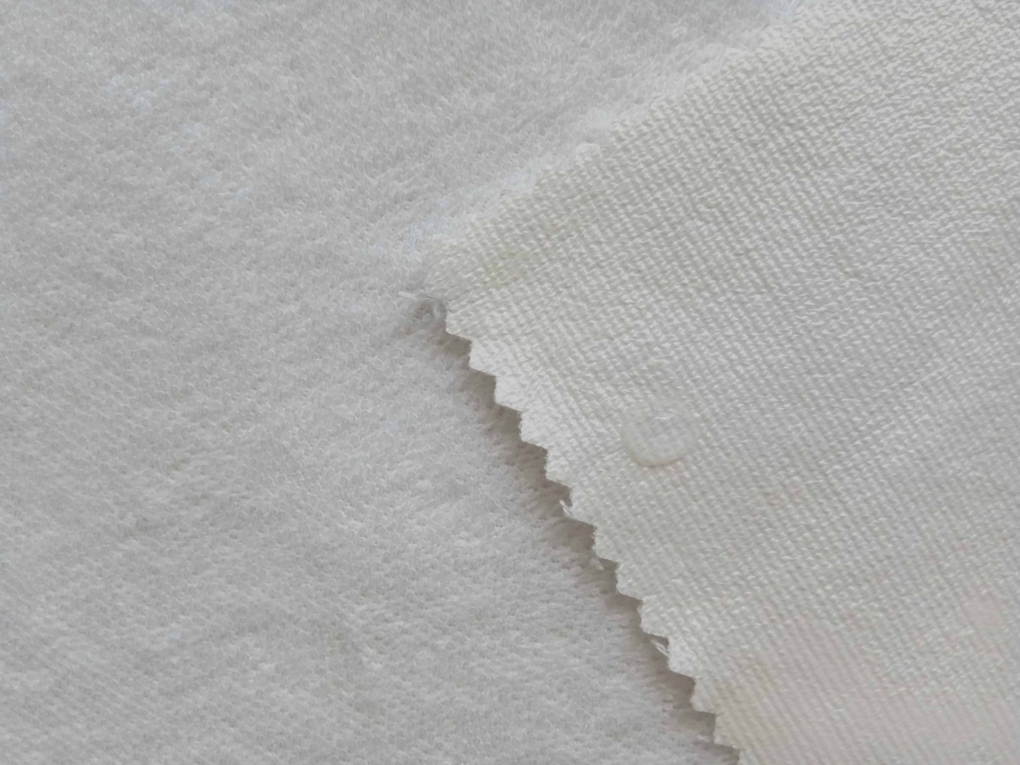 White Waterproof Terry Cloth Fabric By The Yard 80% Cotton 20% Polyester