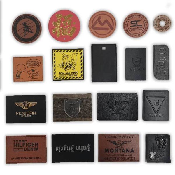 Black Sliver Clothes PU Leather Label Custom Jeans Metal Logos Sewing Label Patches for Handbag Garment Metal Labels Free Sample