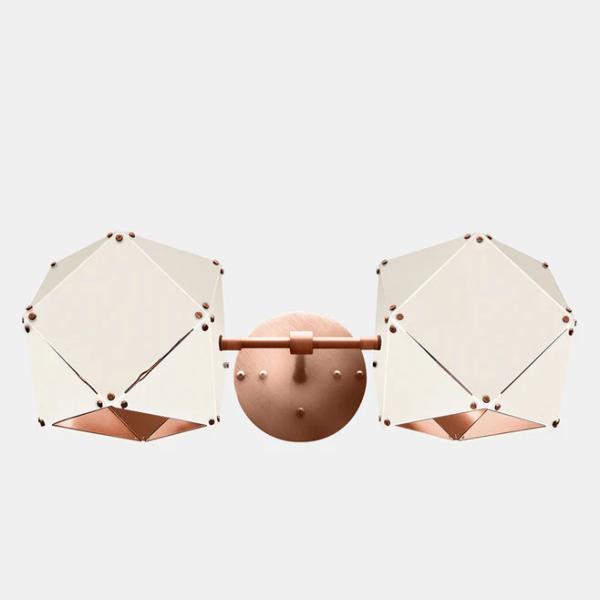 Arte Nórdico Welles Stell Doppel Head Sconce Texturas metálicas creativas Blanco y negro Lámpara geométrica Lámpara de pared