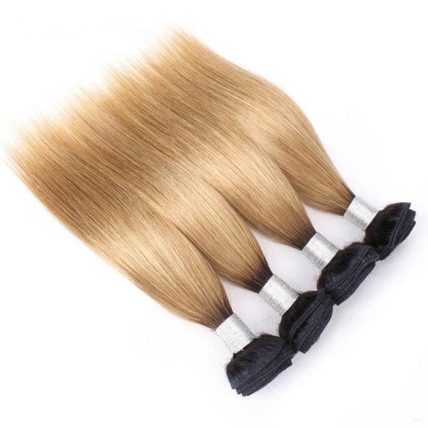 100% Virgin Peruvian Human Hair Weave 1B / 27 Straight Hair Extensions
