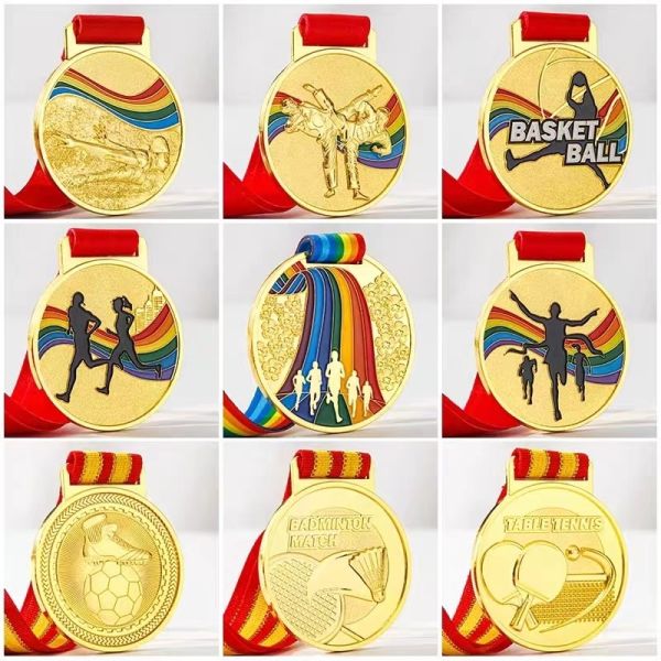 Wholesale Die Casting Gold Plated Custom Design Zinc Alloy Medal with Ribbon