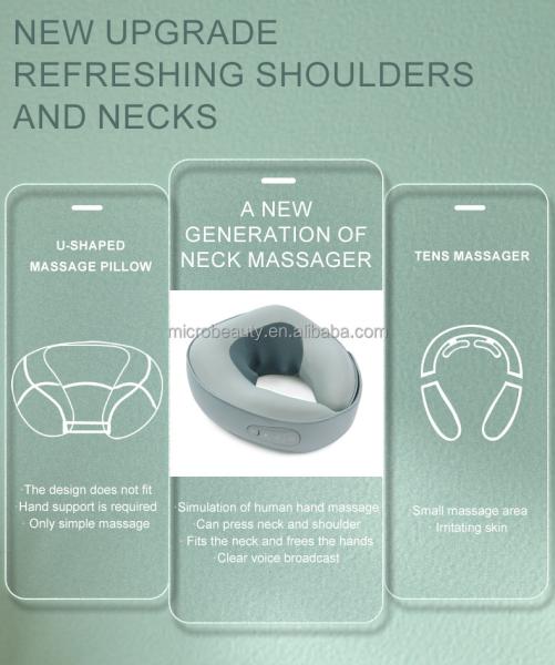 Portable U Shaped Neck Shoulder Massage Pillow PU Kneading Neck Shoulder Massager