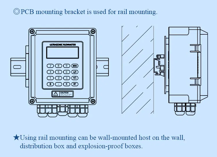 High Precision Ultrasonic Flow Meter 4-20mA Output Wall Mounted Easy Installation