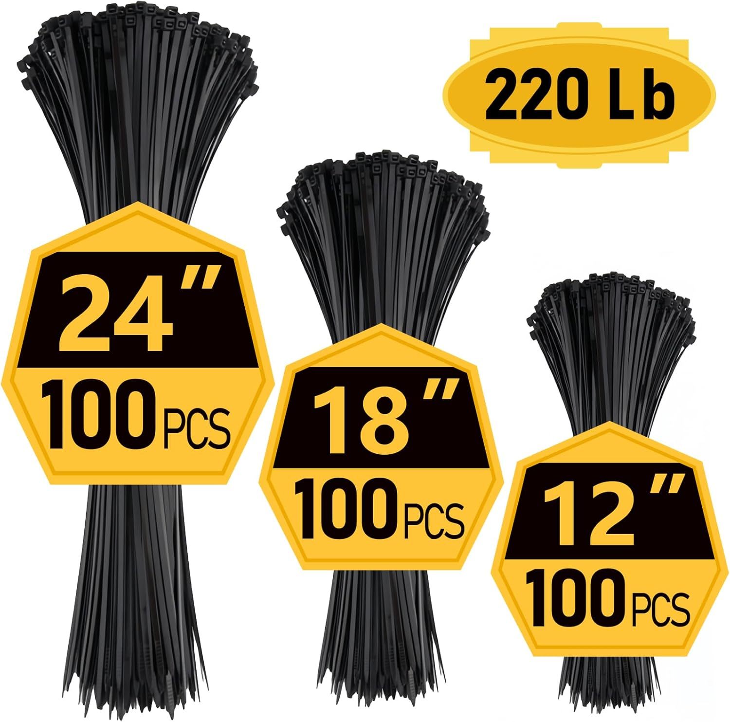 12 Inches 220 lb Heavy Duty Cable Ties - 300 Pieces per Pack