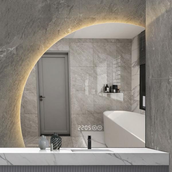 Customized LED Arched Bathroom Mirror Smart Touch Screen Vanity Mirror Anti Fog