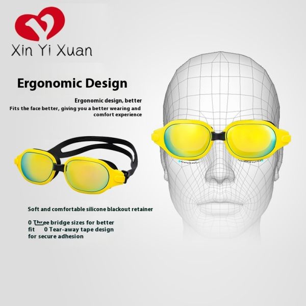 Adult Swimming Goggles All PC Frame & PC Lens Soft Silicone Face Seal Adjustable Silicone Head Strap Anti Fog Waterproof Swim Glasses