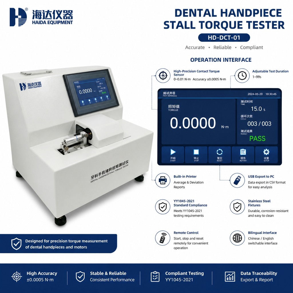 Dental Handpiece Stall Torque Tester Torque Measurement Machine for Dental Turbine QC Testing Equipment High Precision 0.0005 Nm