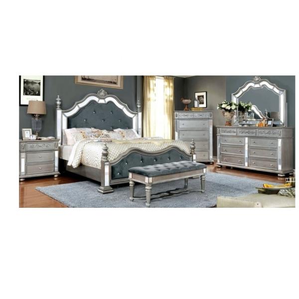 Wood Master Bedroom Furniture Upholstered Platform Bed
