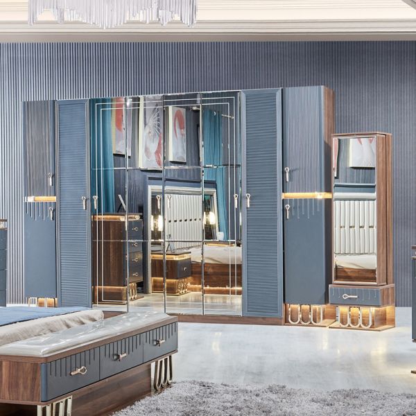 High Quality Modern Wooden King Size Double Bed Set Leather Headboard Wood Luxury Home Furniture Bedroom Sets