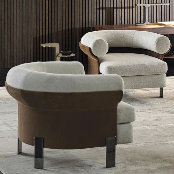Leisure Chair Metal Legs MOYI Italian Minimalist Sofa Chair Luxury Living Room Modern Minimalist Designer Lounge Chair Arm