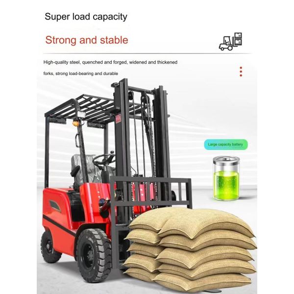 Full Electric Forklift With 1.2 Meters Fork Triple Stage Mast Onboard Charger
