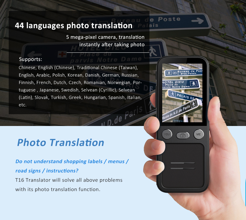 T16 Smart Instant Voice Translator Online Photo Recording Offline Translate Devices