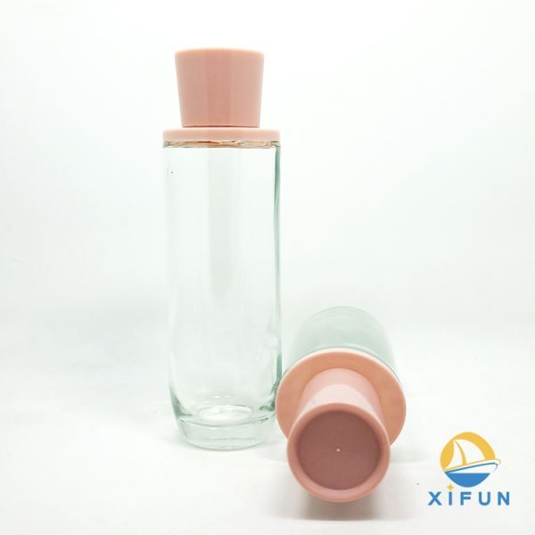 Round Shape Glass Pump Bottles , Transparent Small Lotion Containers