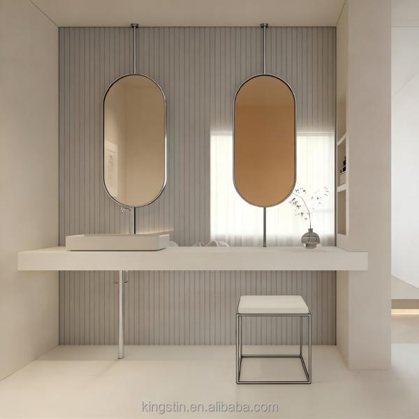 Kingstin Hotel Bathroom Mirror Design Bath Oval Hanging Makeup Mirror for Toilet