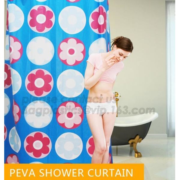 Mould Proof Waterproof white and black trellis design pvc custom bath curtain printed shower curtain, High quality Polye