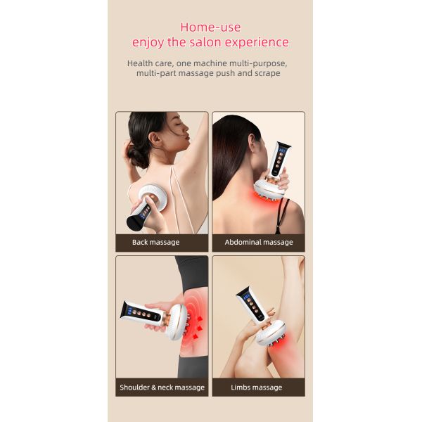 20 Gear EMS Microcurrent Electric Meridian Brush Infrared Heating Vibration Therapy Massage Device