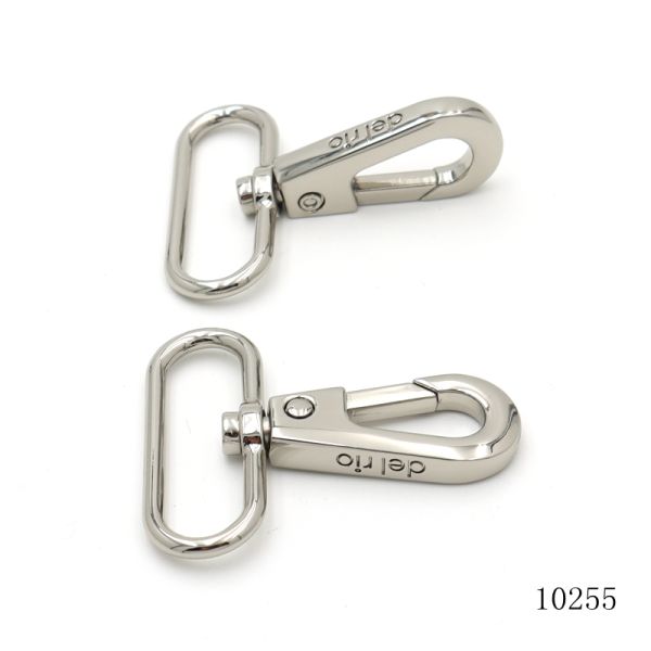 Nickel Logo Engraved Nickel Swivel Snap Hook Metal Hooks For Handbag Fittings