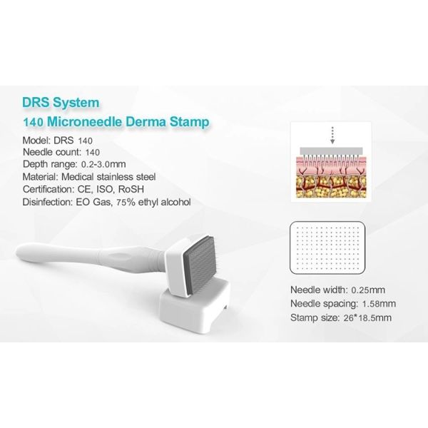 NO Plugs Type 140 Needles Derma Stamp Roller for Skin Rejuvenation and Cellulite Reduction