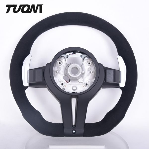 Black Alcantara Genuine BMW Carbon Fiber Steering Wheel With LED Lights