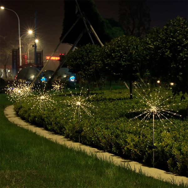 IP65 Rated Solar Lawn Ground Insert Fireworks Lights for Holiday Decoration OEM ODM