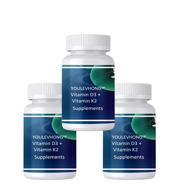 Suplemento de vitamina D3 e vitamina K2 Softgels Suplemento de saúde óssea e cardíaca Fórmula sem OGM e sem glúten