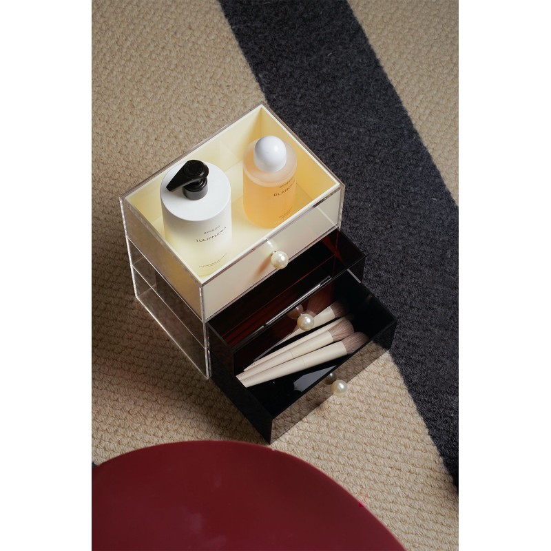 High-End Luxury Stackable Rectangular Pearl Drawer Box Desktop Acrylic Dustproof Storage Box for Jewelry Lipstick Cosmetics