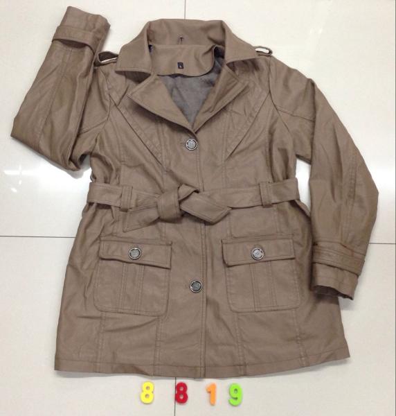 8819 Ladies fashion pu long jacket stock (coats,blouzes,tops)