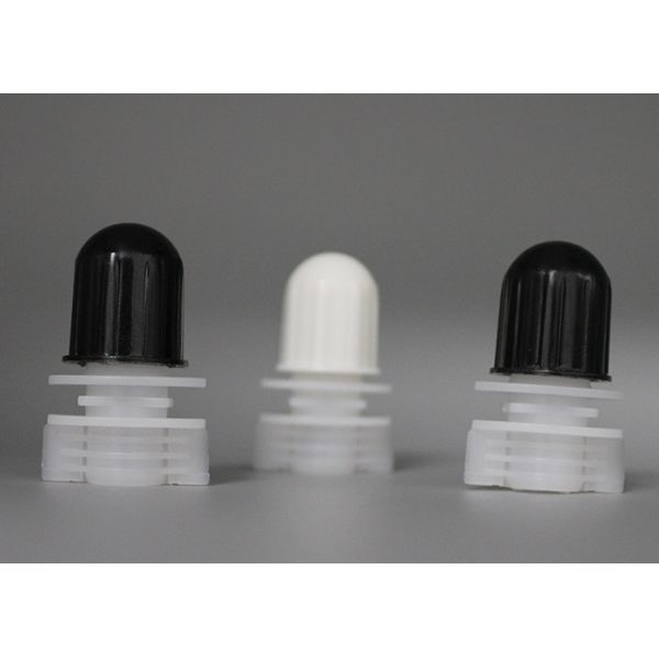 Customized 1mm Thickness Gray Or Black Plastic Spout Caps / Screw On Pour Spouts