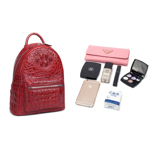 Custom logo crocodile skin bag backpack for ladies
