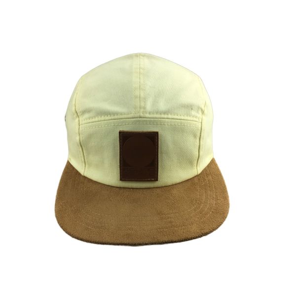 Embroidery Logo Five Panel Camp Cap With Flat Suede Visor  Buckle Closure
