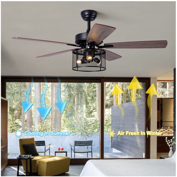 Home Office 5 Plywood 2000LM Crystal Ceiling Fan Light With DC AC Motor