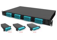 estante OM3 8*8F 8*12F 4*24F 100Gbps del cajón del cordón de remiendo de la fibra óptica MTP MPO de la base 1U 96
