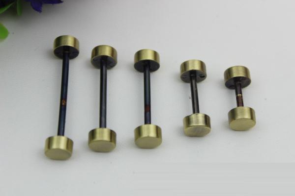 DIY bag accessories all kinds of size gunmetal color metal light gold dumbbell barbell rivet stud for bags