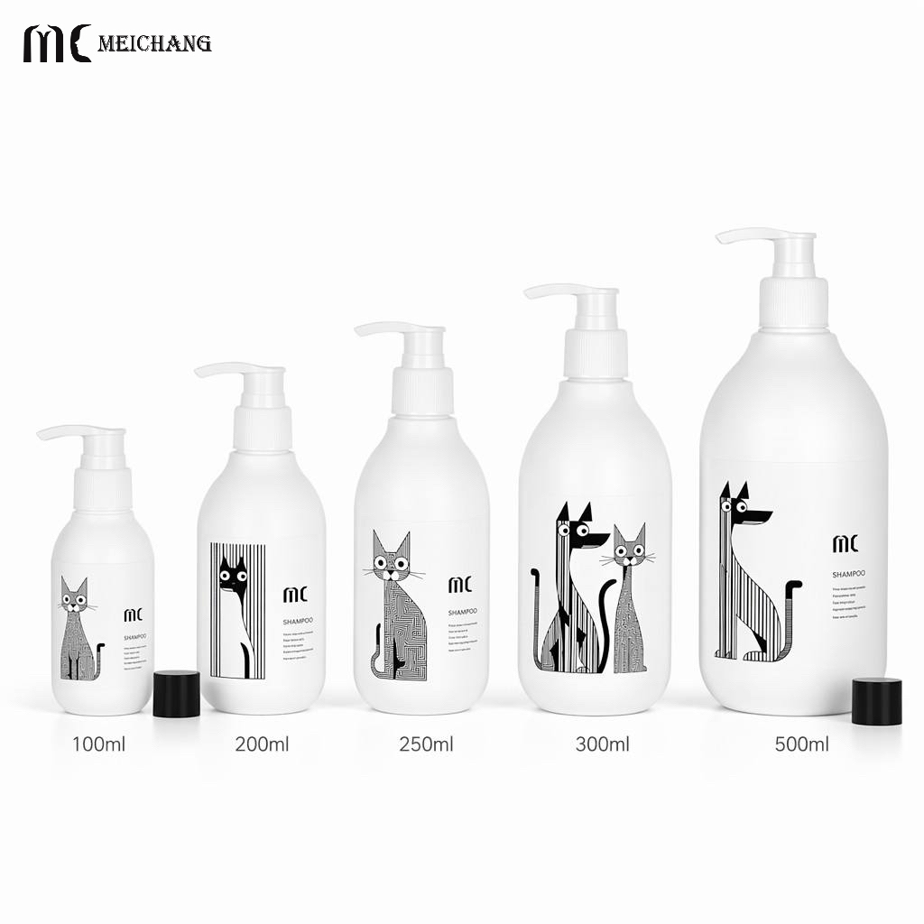 100ml-500ml Round PE Shampoo Bottle with Lotion Pump Custom Plastic Personal Care Packaging Bottle（MC-440）