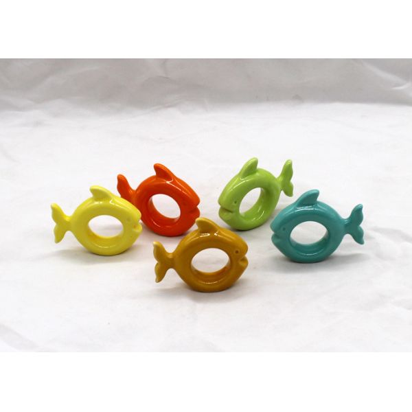 Home Decoration Fish Napkin Rings , Dolomite 5 Color Table Napkin Rings