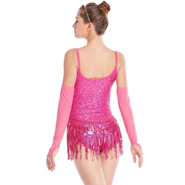 Stunning Holograms Sequined-Fringes Illusion V-Neck Tap Jazz Costume Dance Dress Performance Outfits