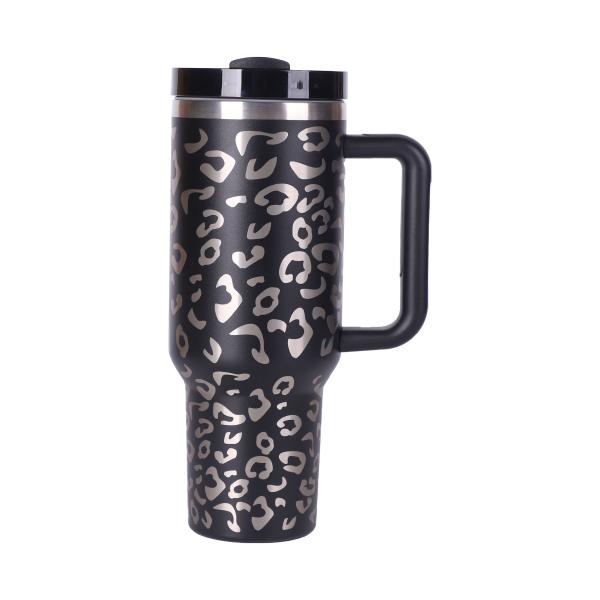 Eco Friendly 40 Oz Stainless Steel Tumbler With Handle Insulated Simple Modern Leopard Tumbler