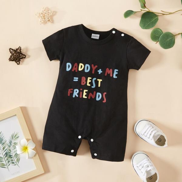 Baby 100% cotton overall romper Summer new children's short sleeve cloth Baby Letters Printing jumpsuit bodysuit