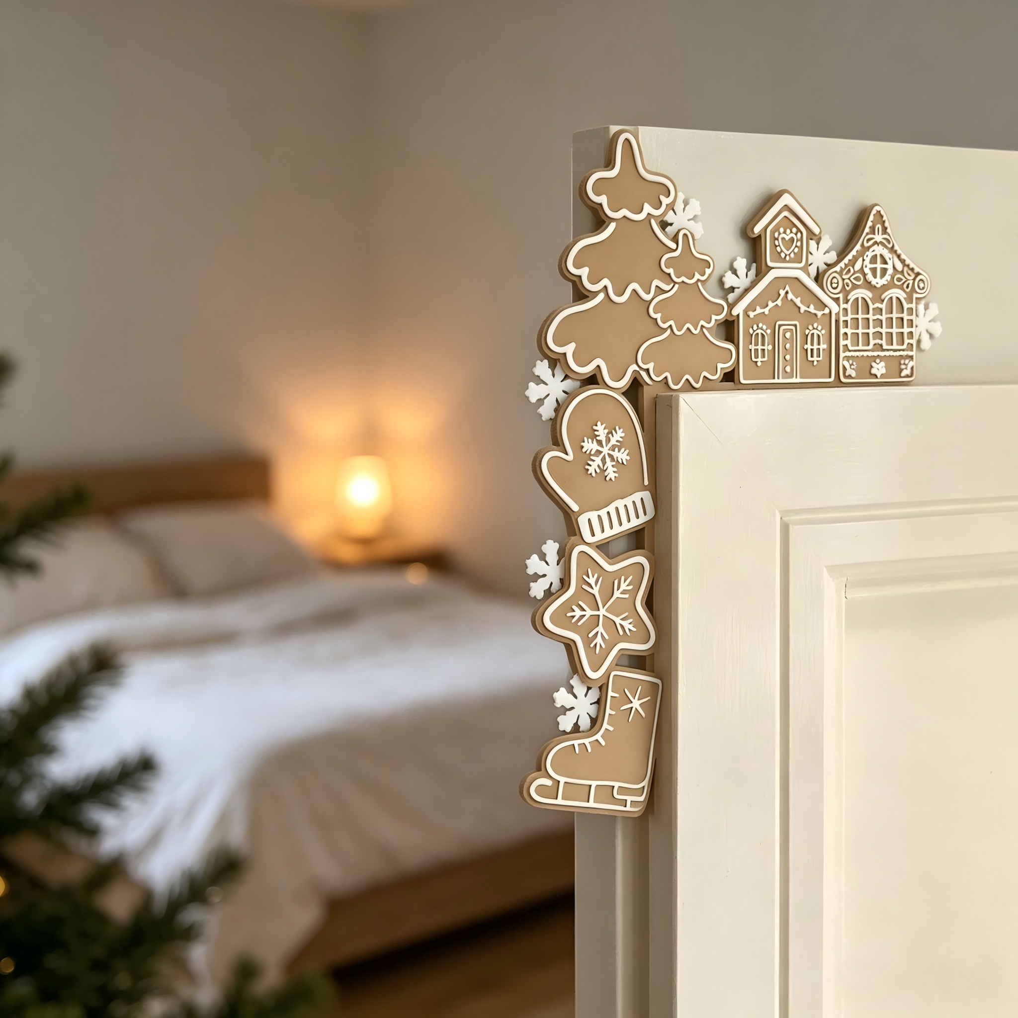 Mini 3d Printed Christmas Ornaments Gingerbread Textured House Shaped Ornament
