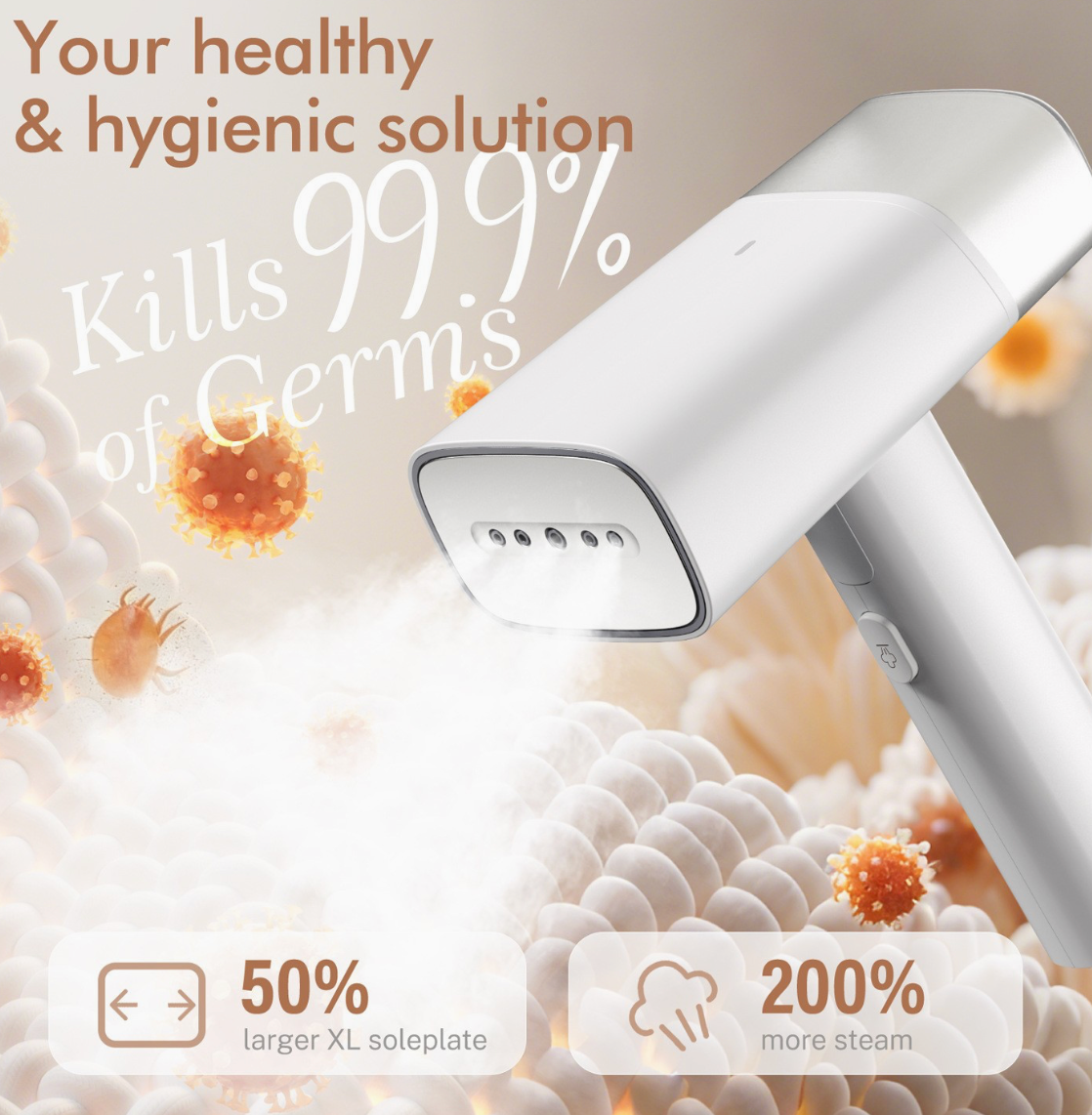 1400W Foldable Handheld Garment Steamer With 20s Fast Heat Up