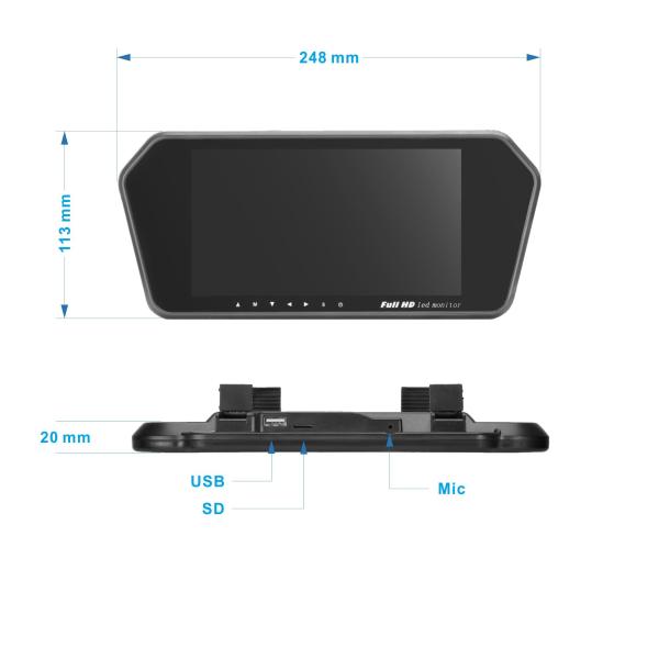espelho retrovisor do reverso de TFT LCD de 7 polegadas para o carro com inversão da câmera