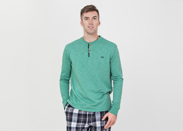 Spring Autumn Mens Luxury Sleepwear Functional Placket Side Pockets Design