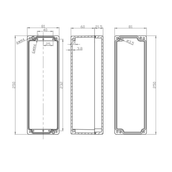 распределительная коробка металла 250x80x80mm прямоугольная водоустойчивая