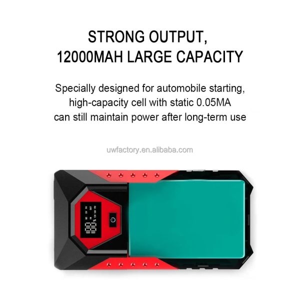 Multi-Function Portable Car Jump Starter Power Bank 20000mAh Lead-Acid Battery for Emergency Booster and Flashlight